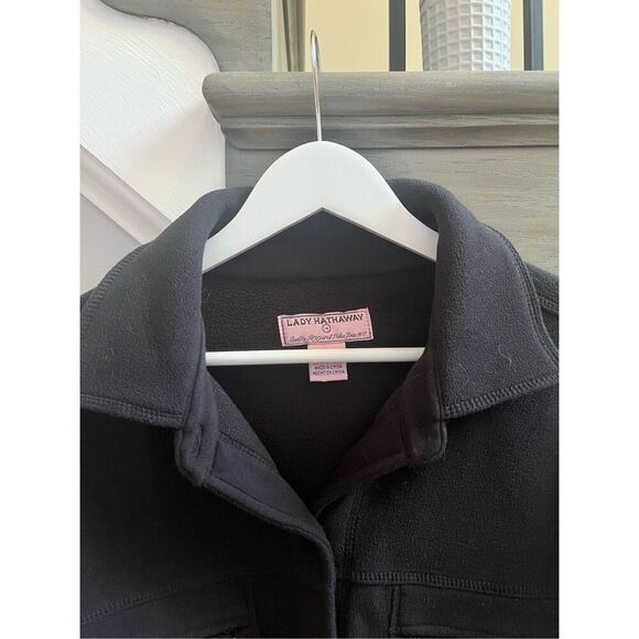 Lady Hathaway Black Fleece Button Down Shirt Shacket Sz M EUC - Picture 3 of 6